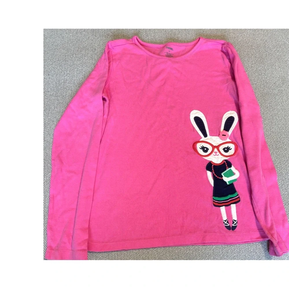 Gymboree Girls Pink Bunny Long Sleeve Top and Plaid Skort Set Size 10